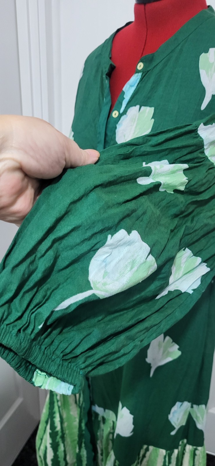 Zudio Emerald Green/ White Cotton Mix Shirt Dress 18-20 3xl Tye Dye Boho,Festiva