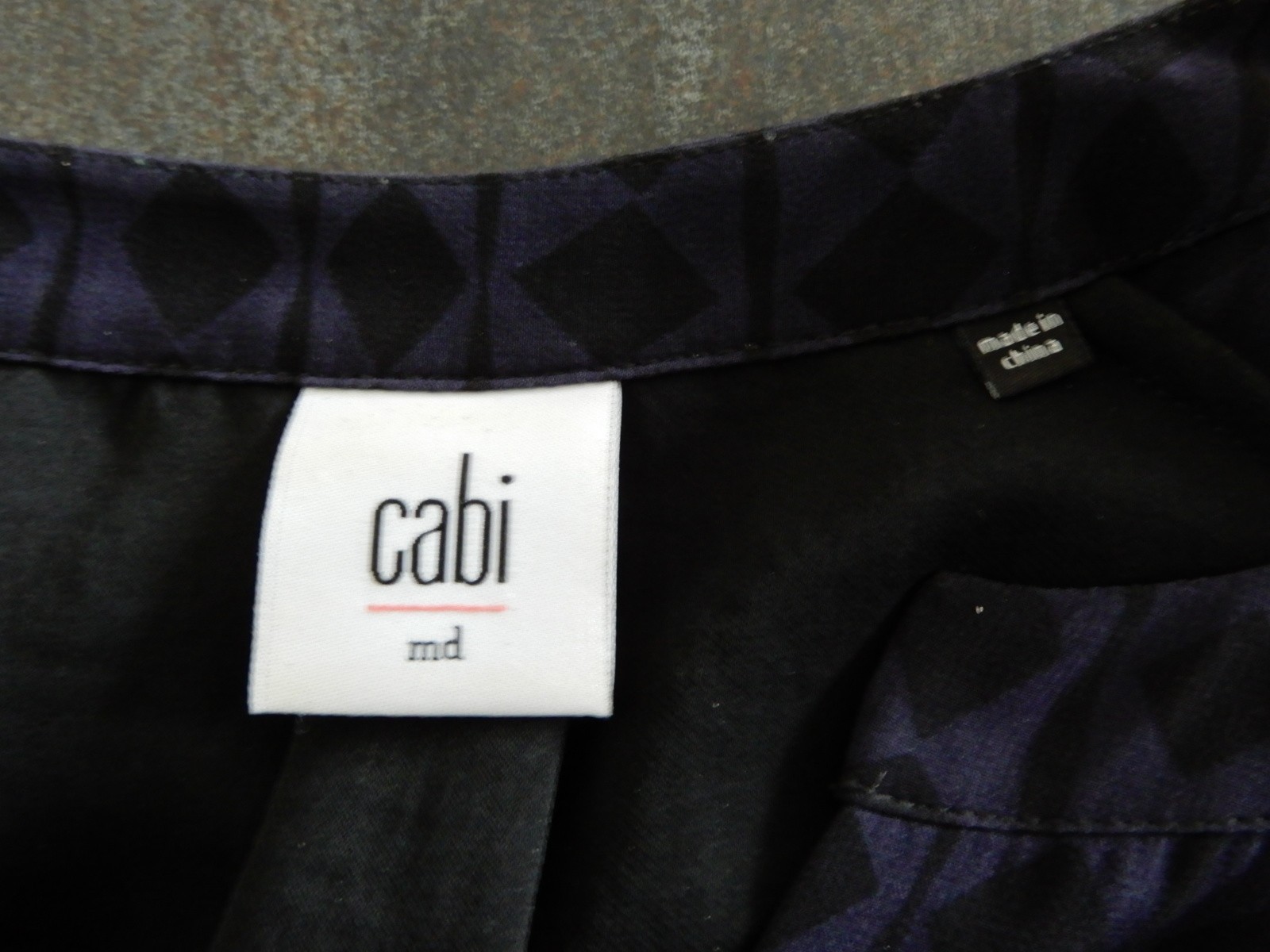 CAbi Harlequin Tunic Shift Dress Medium Women’s Sheer Dress Purple/Black