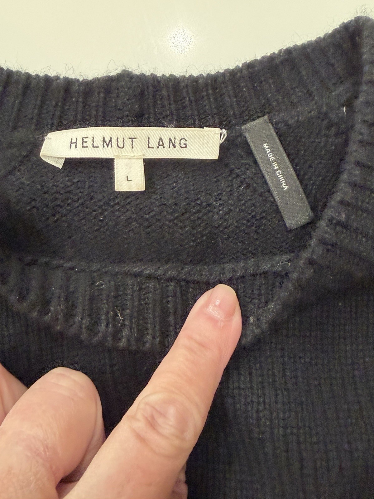 HELMUT LANG WOOL BLEND BACK Small Sweater Reglan With Ruffles On Sleeve