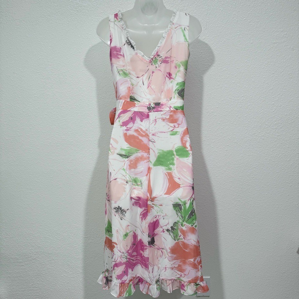 jonathan martin pink floral sleeveless wrap long maxi dress