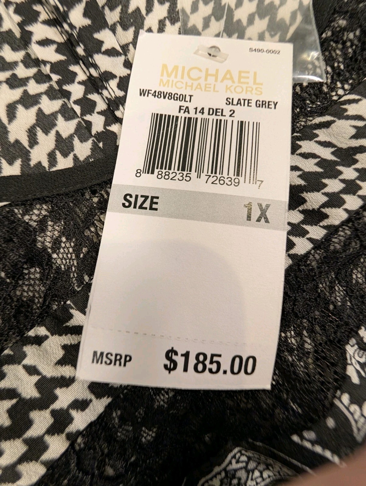 Michael Kors size 1X dress women maxi long sheer paisley keyhole button lace