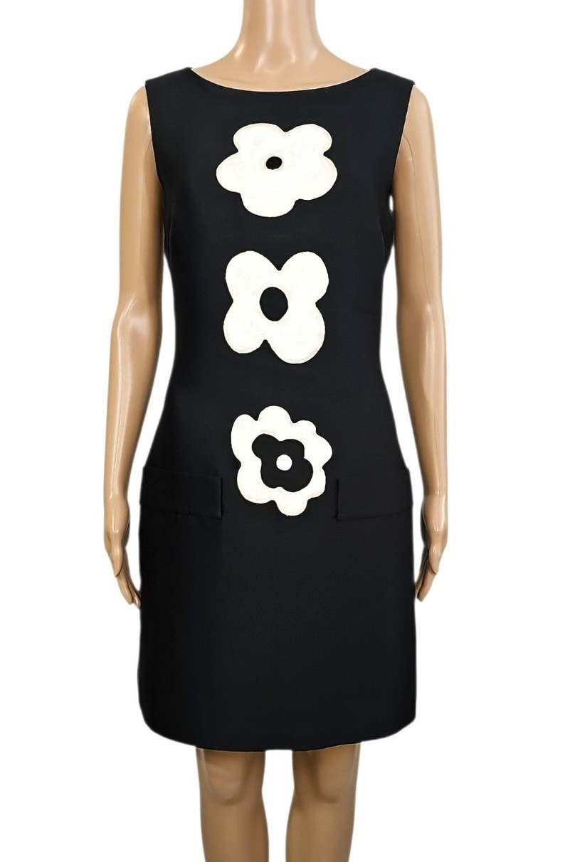 PRADA Black Floral Appliqué Sleeveless Mini Dress S/S 2013 Collection 40 / 4 US