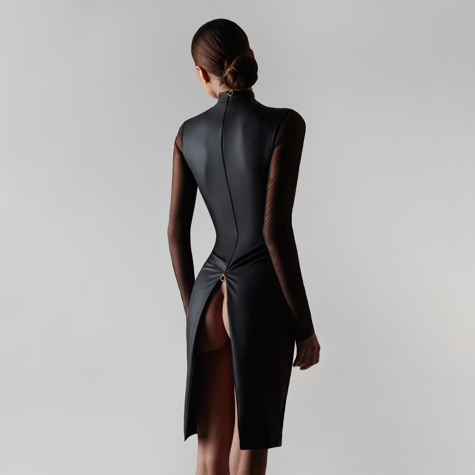 Maison Close Front and Back Opened Long Sleeved Dress Chambre Noire