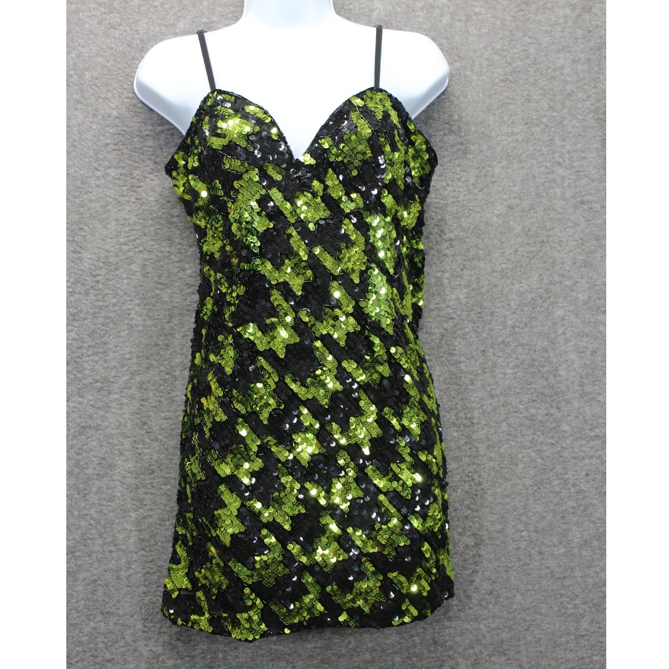 Miss Selfridge Sequin Dress Mini Dress Green Black Size 6