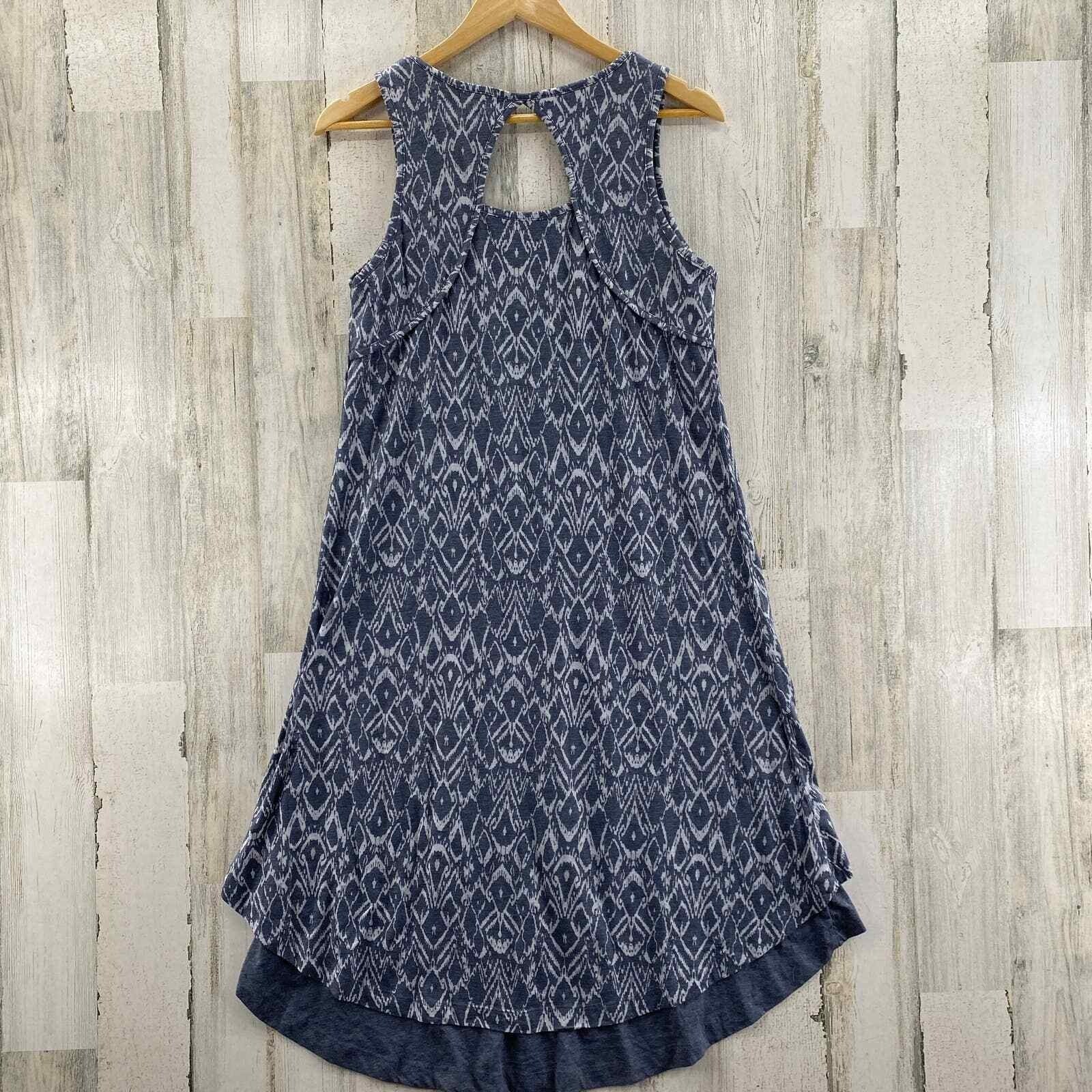 Mod-o-doc Dress Womens Medium Gray Polyester Cotton Blend Aztec Print Layered