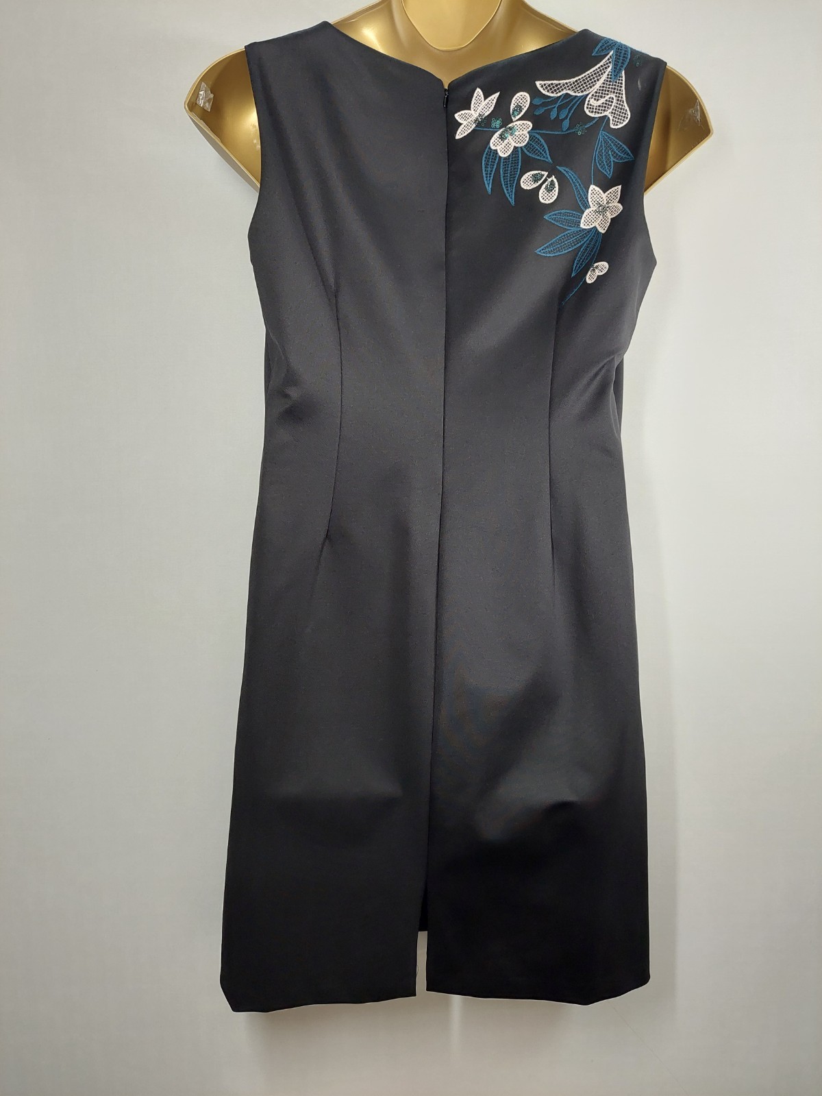 Precis Petite Black Embroidered Shift Dress UK 18 Floral Sequin Occasion Dress