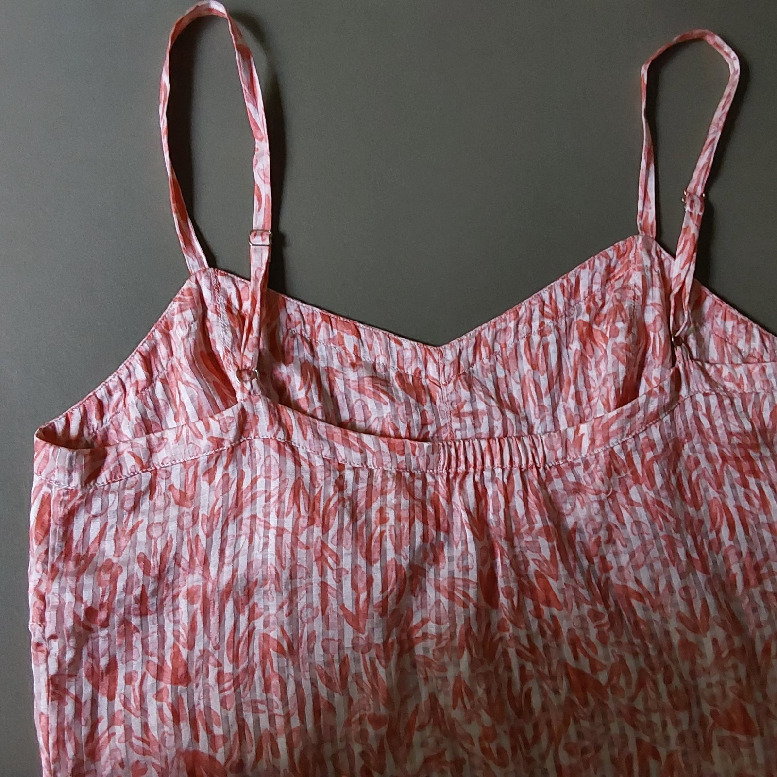 Tory Burch Dress M Silk Cotton Peach Straps Lightweight Fairy Whimsical Print