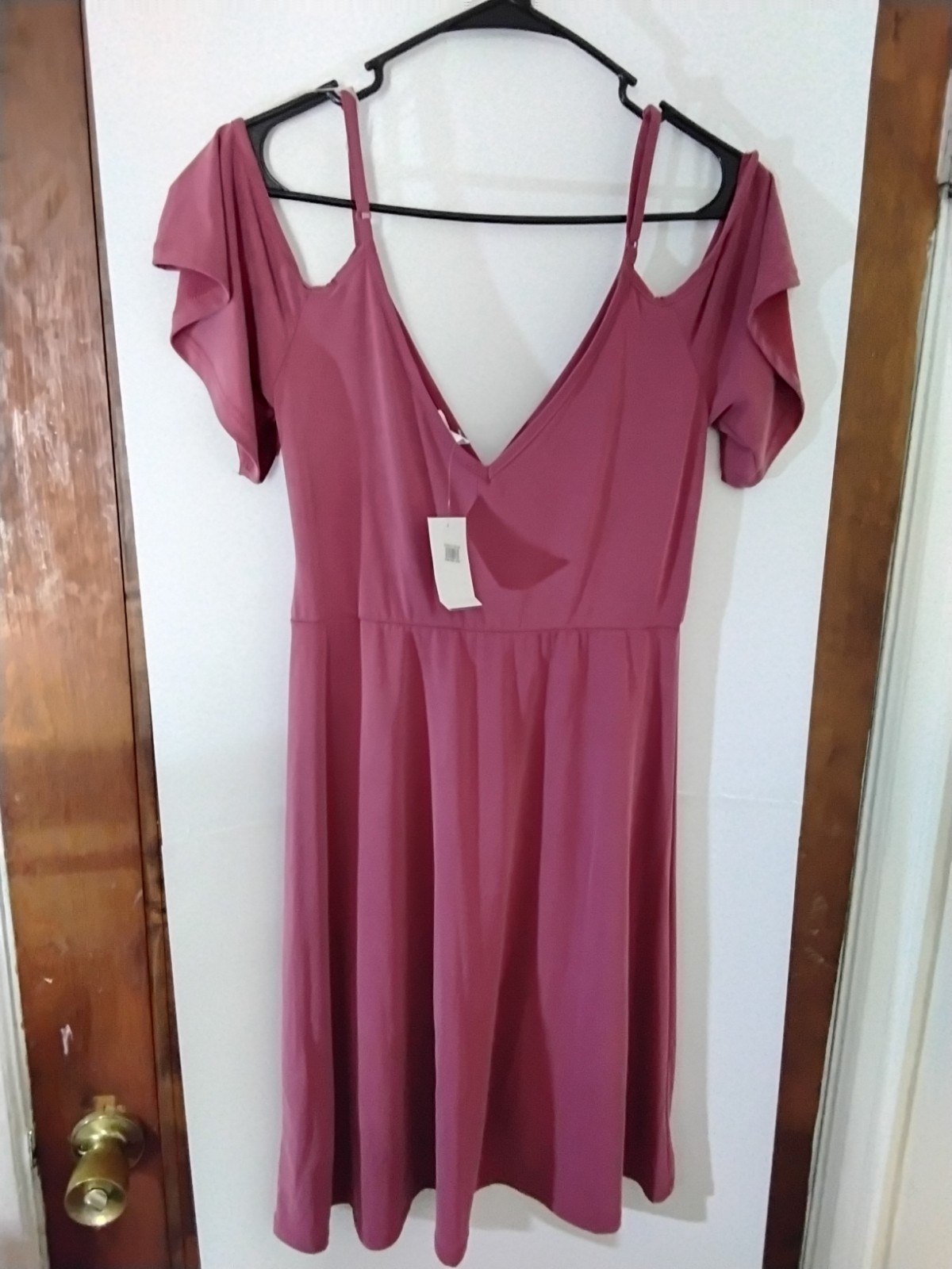 Nordstrom Pink V-Neck Cold Shoulder Knit Wrap Dress, Size M, Knee Length