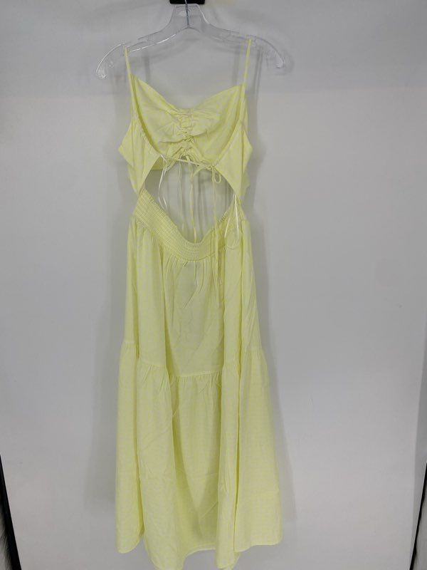 Juicy Couture Womens Yellow Check Sleeveless Cut Out Maxi Dress Size S