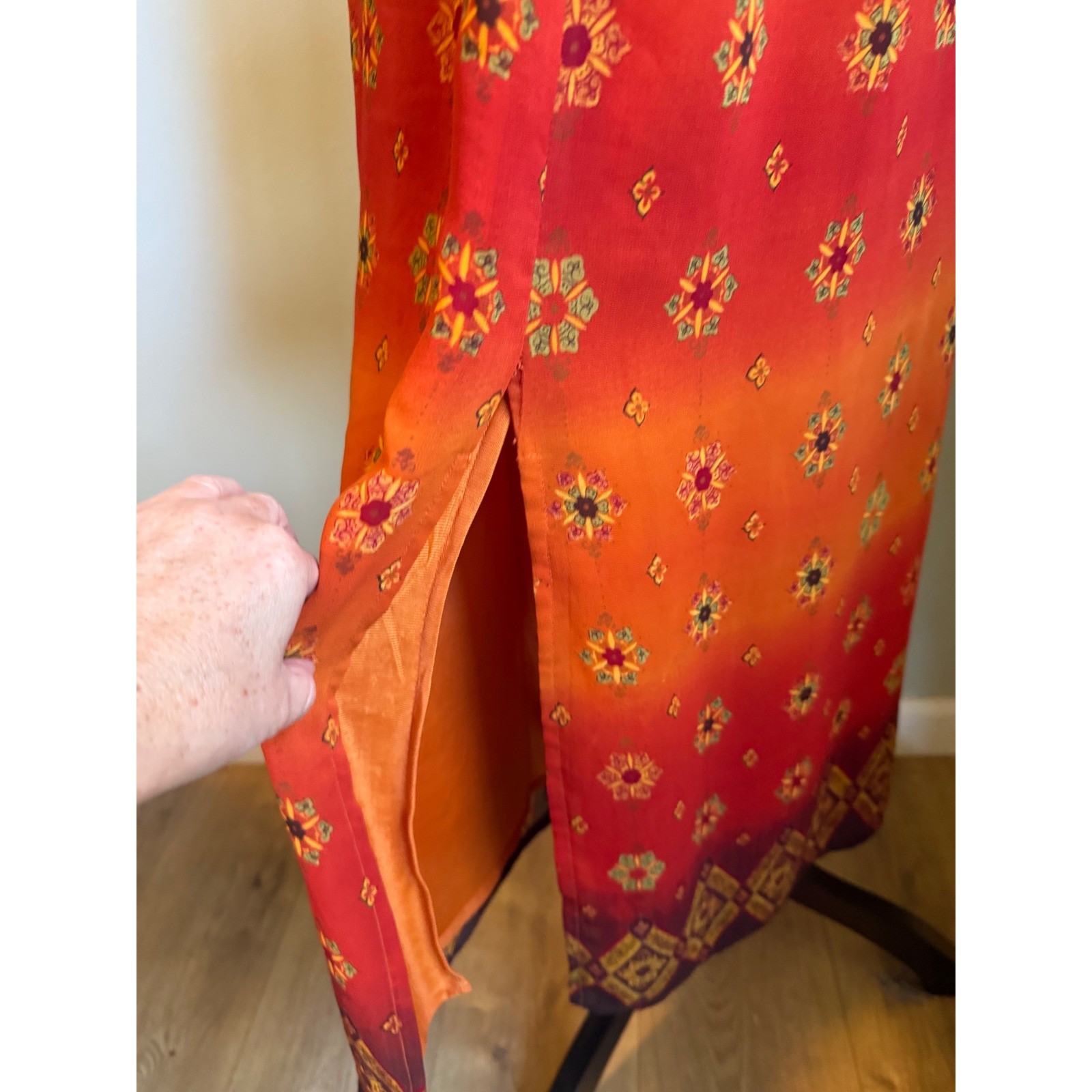 A Wild Thyme Orange Ombre resort beach Maxi Dress 6 boho vintage retro whimsi y