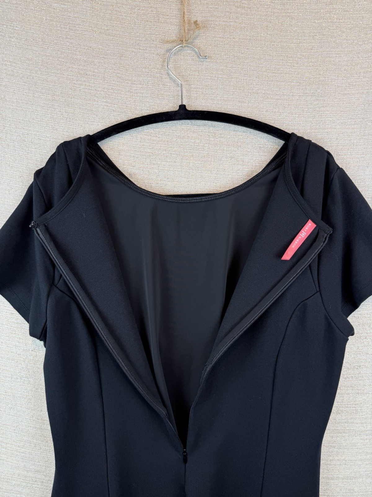 Ruby Ribbon Short Sleeve Black Slimming Lined Shapewear LBK Dress Size L