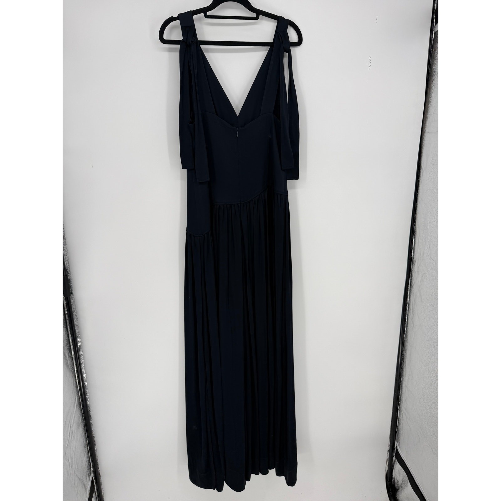 3.1 Phillip Lim Navy Satin Gown Keyhole Cutout Slit Maxi Size 6