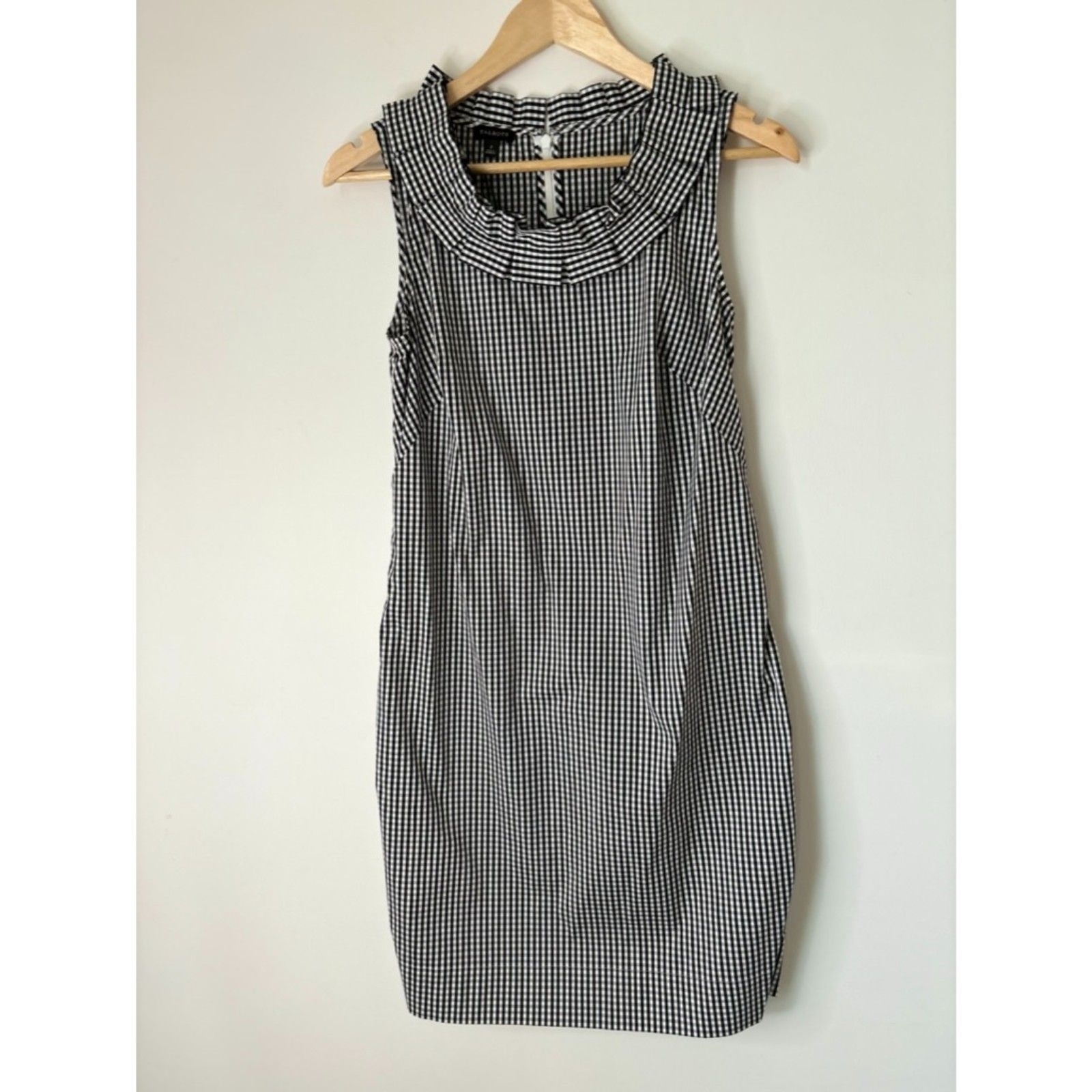 Talbots Gingham Black White Classic Holiday Neutral Timeless Dress Size 2 E72