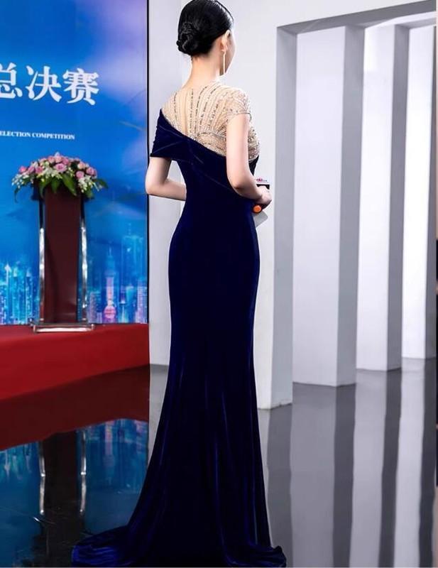 Gorgeous Shine Sequins Bodycon Fishtail Gown Cocktail Velvet Evening Dresses