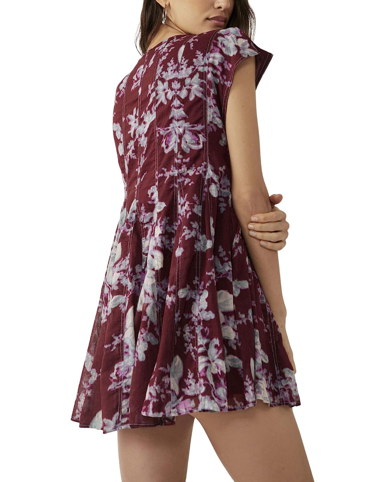 Free People Sully Mini Summer Dress Size Small Purple Combo Floral Print Flowy