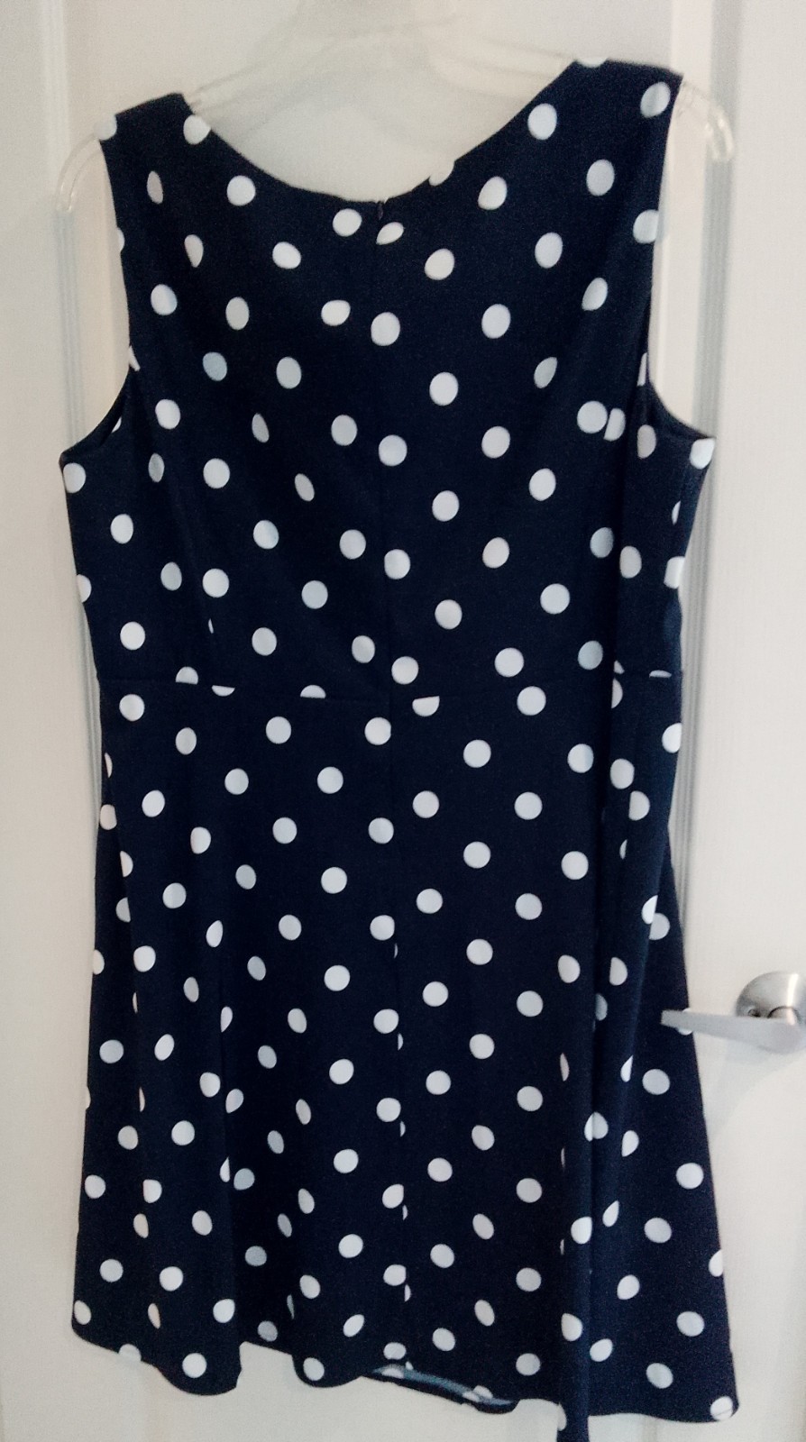 Connected Apparel Navy Blue Scoop Neck Zip Back Closer Mid length Plus Size 20W