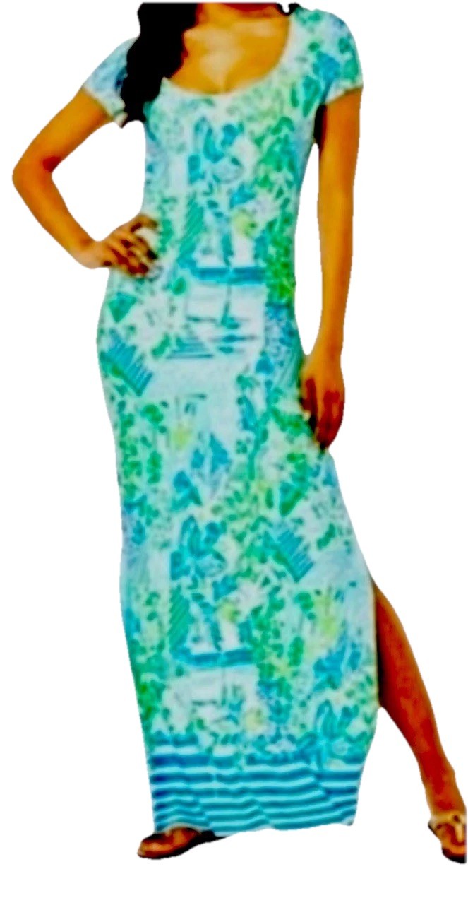 LILLY PULITZER Wynne Maxi Dress-“Beach Happy ” Print-Cotton Blend-Size XXS-NEW