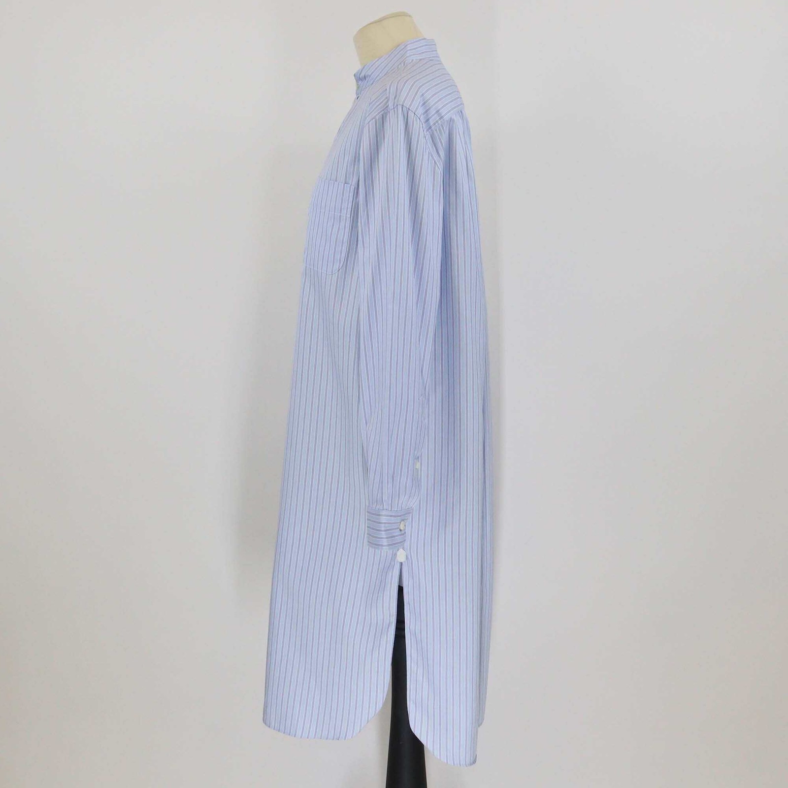 Loro Piana Blue Cotton Catlin Stripe Long Sleeve Tunic Dress