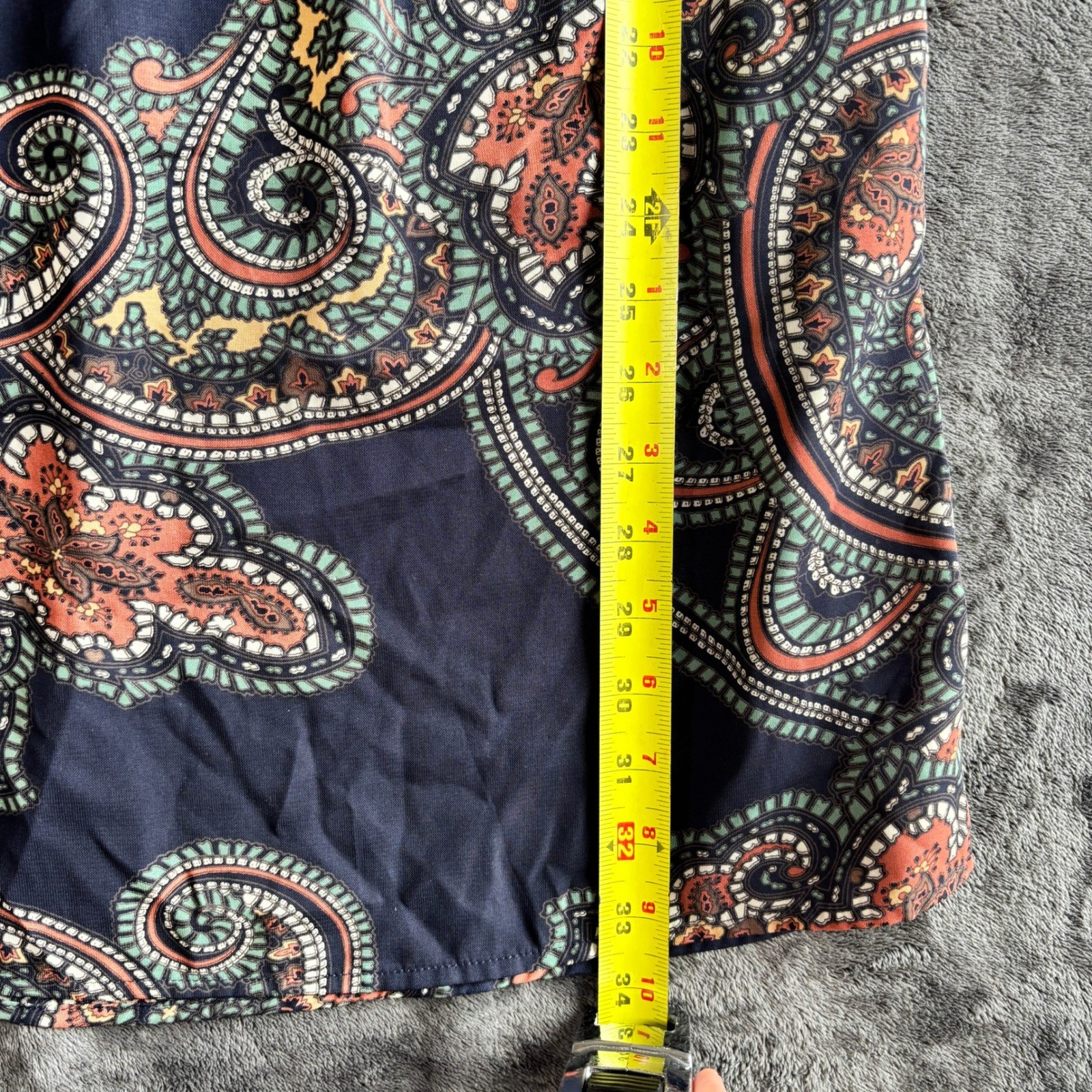 Love21 Paisley Boho Mini Shift Dress Navy Blue Balloon Sleeve Small