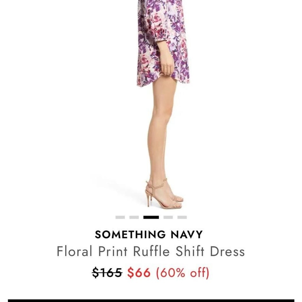Something Navy Floral Ruffle Print Shift Dress Size Large