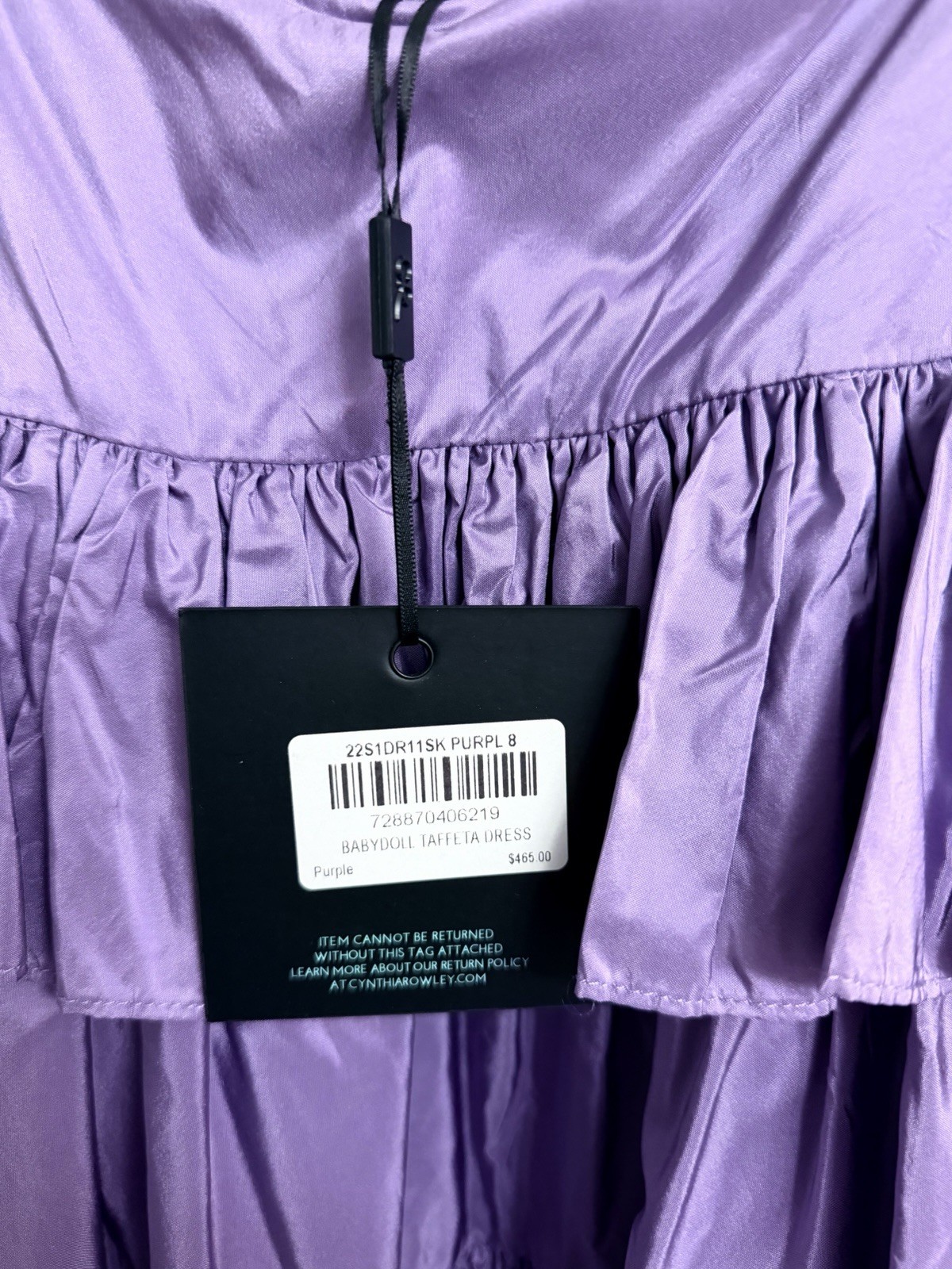 Cynthia Rowley Tiered Spaghetti Strap Silk Dress Lilac NWT $465 Size 8