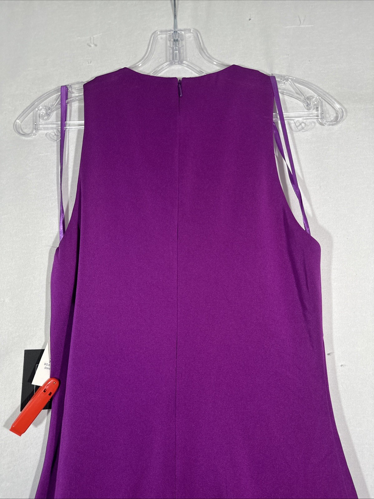 NWT IEENA Mac Duggal [ 2 ] 55805 Feathered Hem High Neck Trapeze Dress #U1533