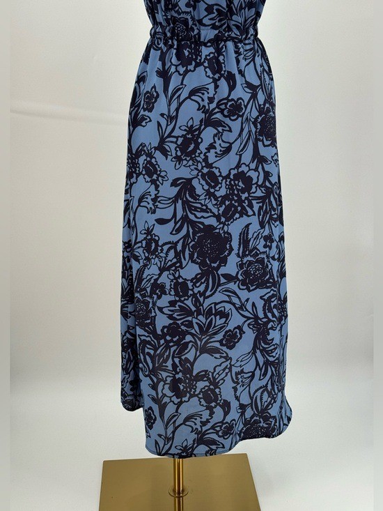 Loft Blue Floral Halter Maxi High Low Keyhole Vacation Summer Boho SZ XS-P