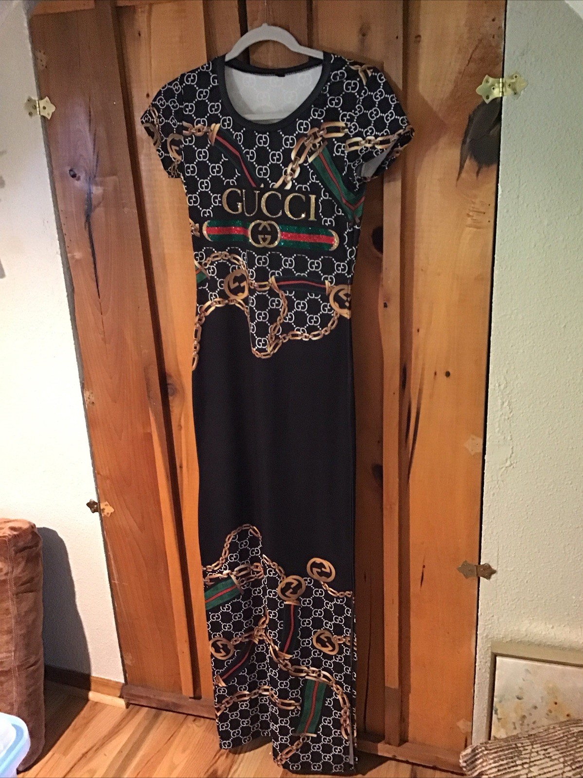 Gucci Full Maxi Dress Women’s Size S Black Silk Short Sleeve