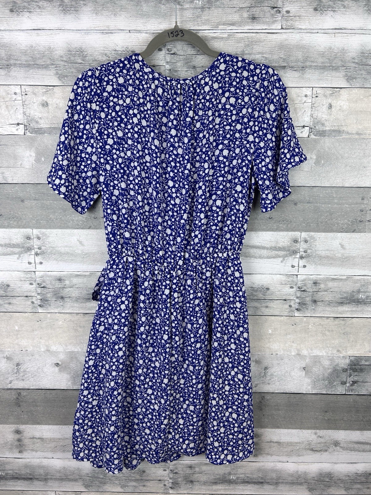 Sienna Sky Women’s Blue Large Short Sleeve Faux Wrap Dress