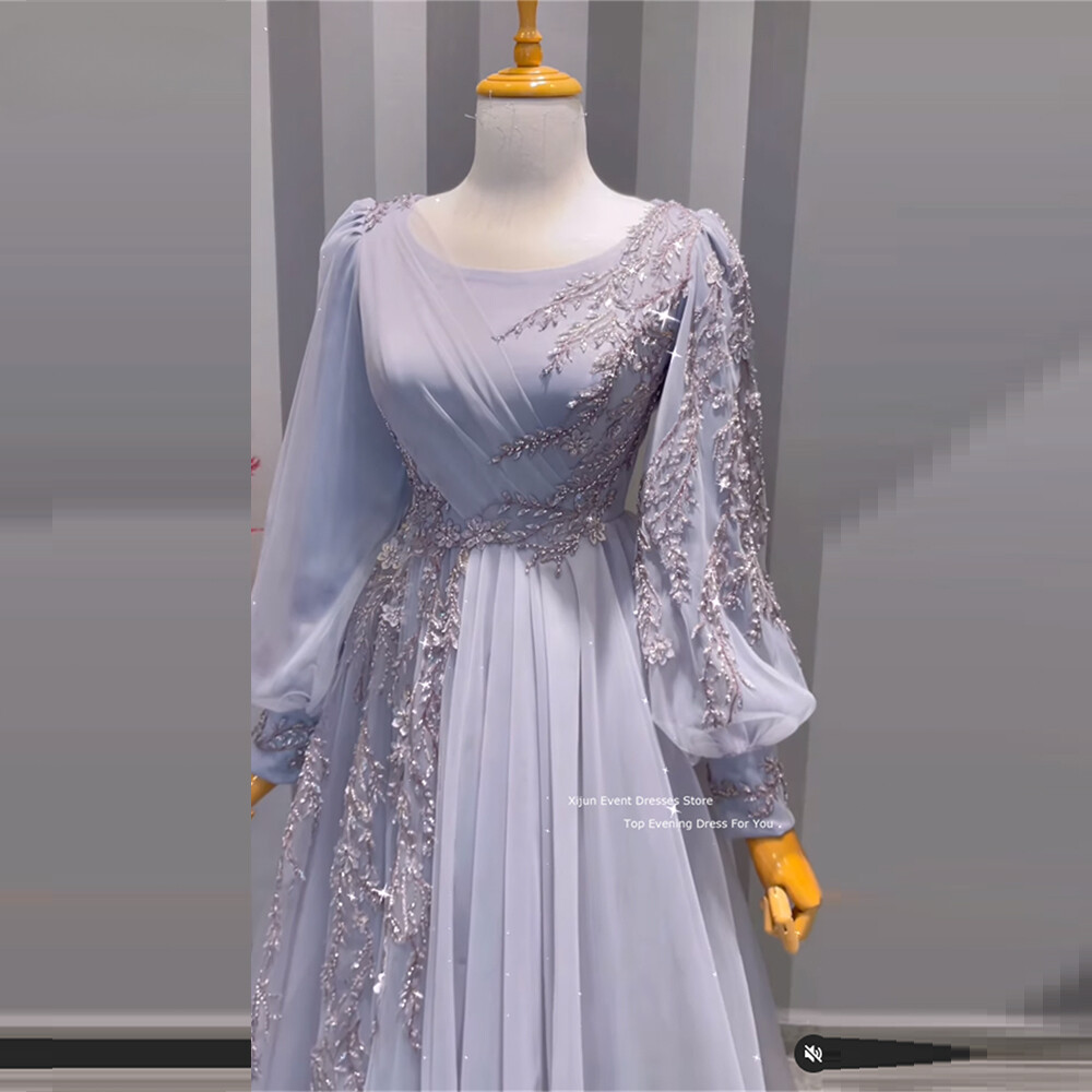 Modest Prom Dresses Evening Dresses Dubai Long Glitter Formal Party Dress Gowns