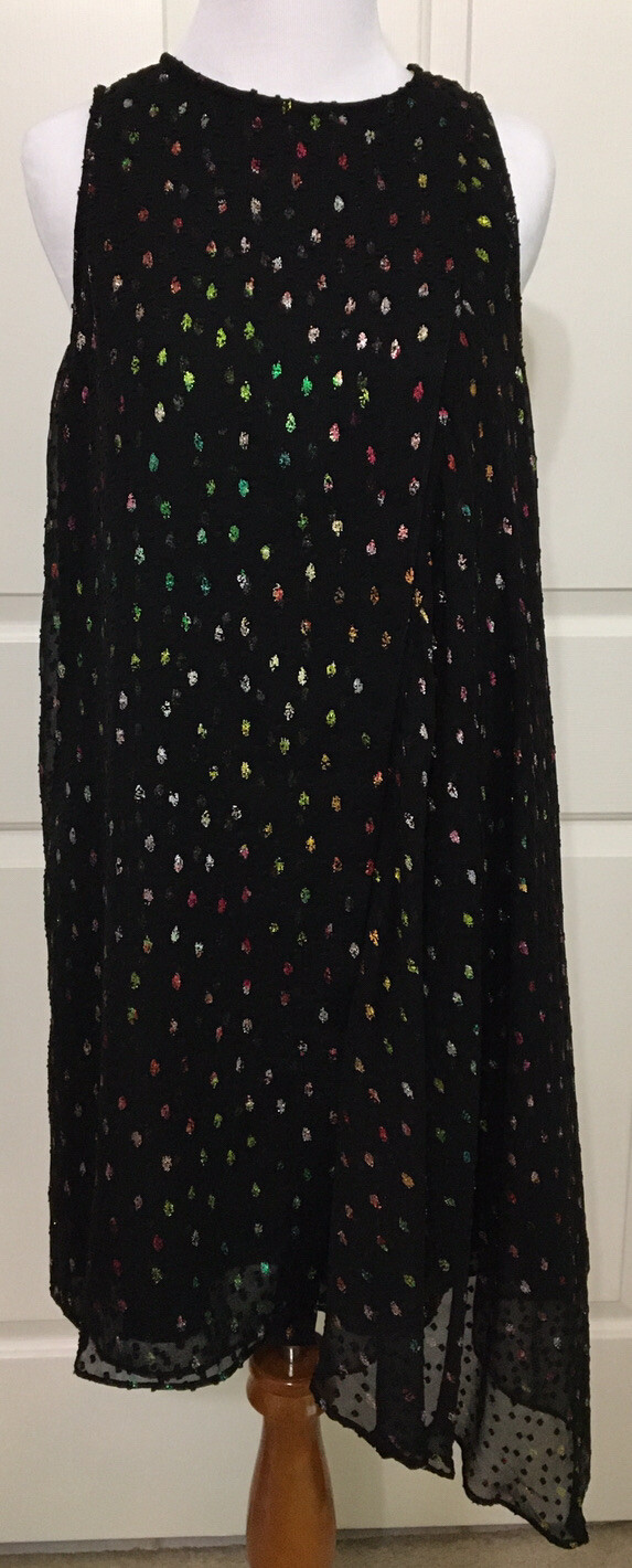 NWT Alex Marie size 4 black pink gold sleeveless polka dot dress $148