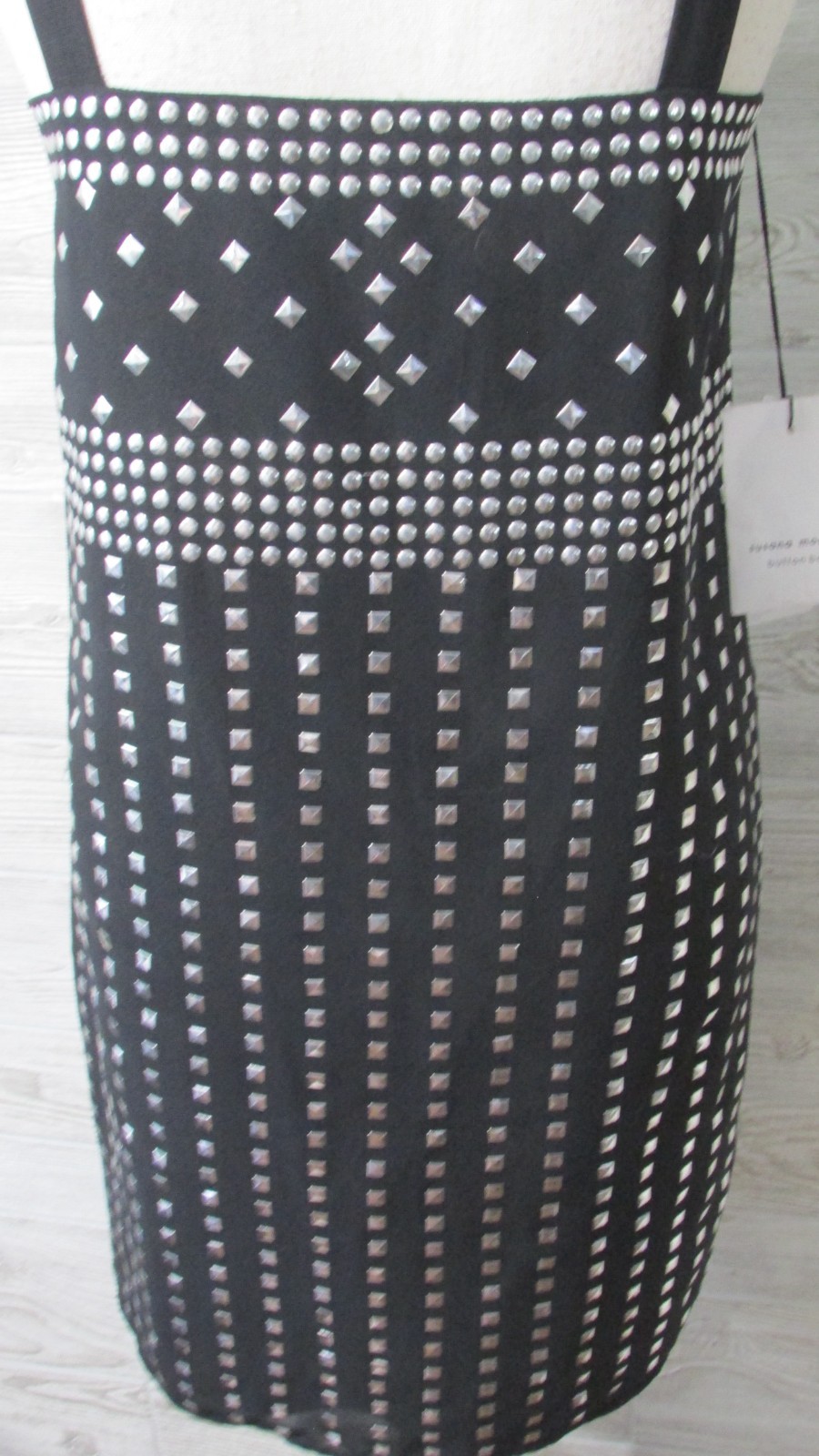 Susana Monaco Silver Studded Black Mini Dress 2 NWT Edgy Glam Indie Sleaze Cyber