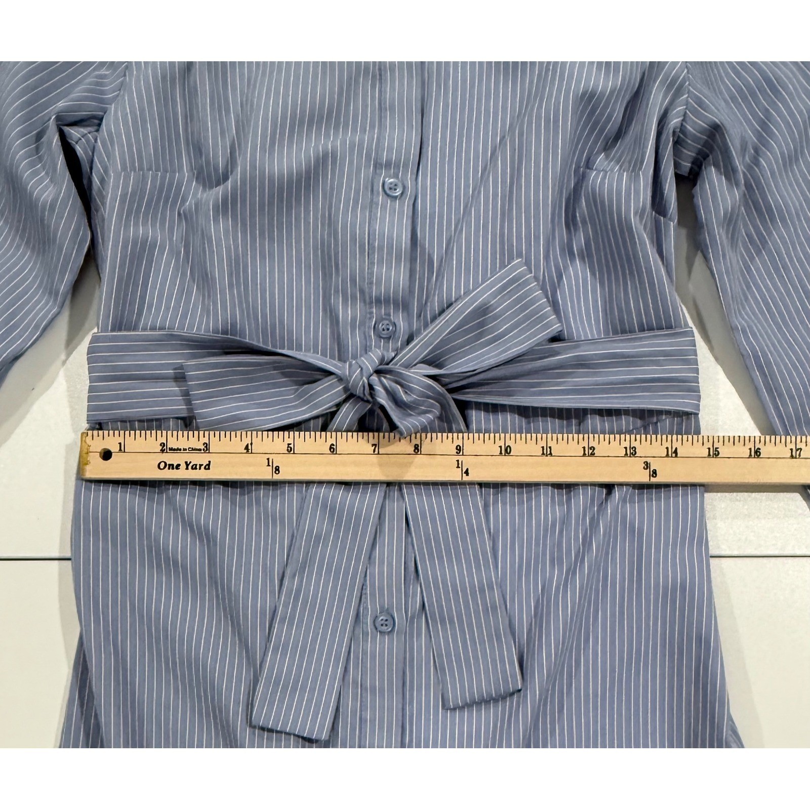 Primark Womens Blue White Striped Button Front Midi Shirt Dress Size 2 W475