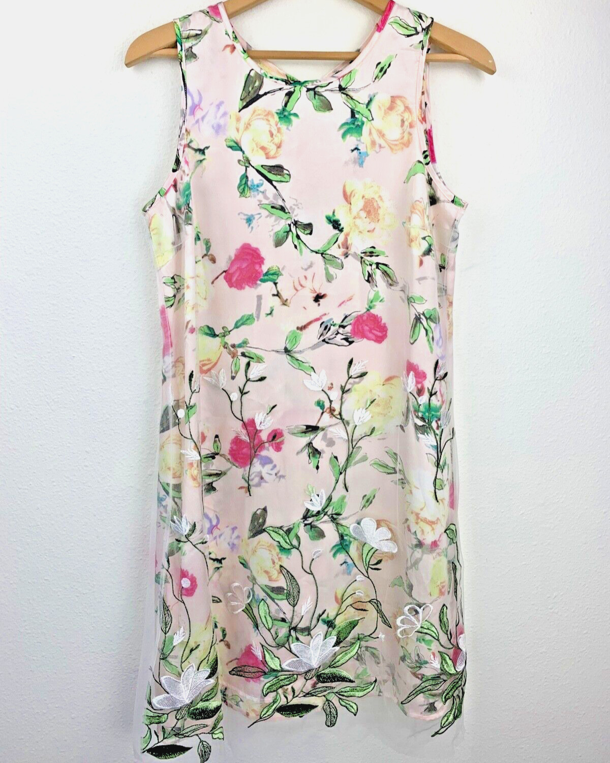 Spense Dress Pink Floral Mesh Overlay Embroidered Tie Back Size 4 Women’s ~ NWT