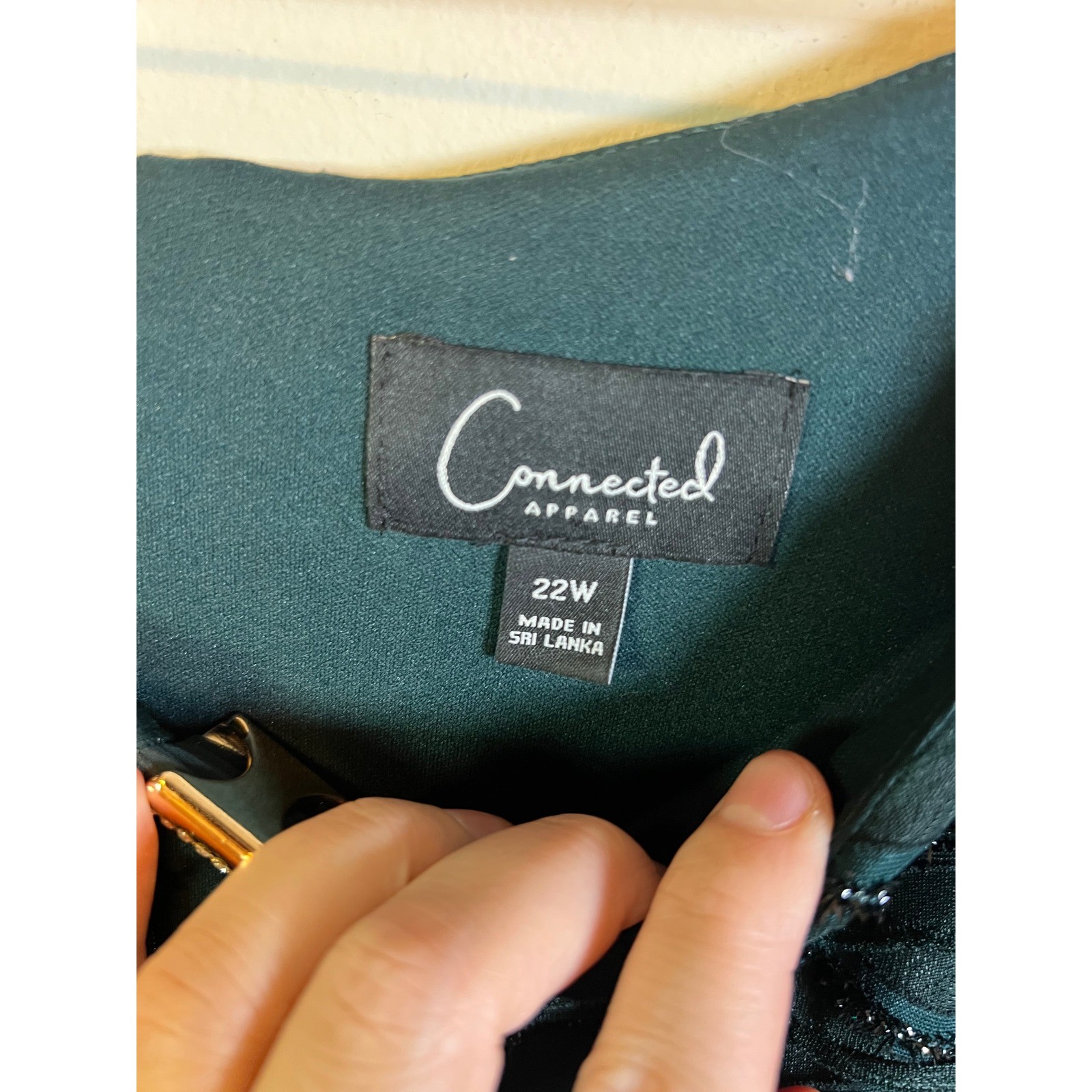 Connected Apparel Womens Dress Sequin Cape Sleeve Dark Green 22W