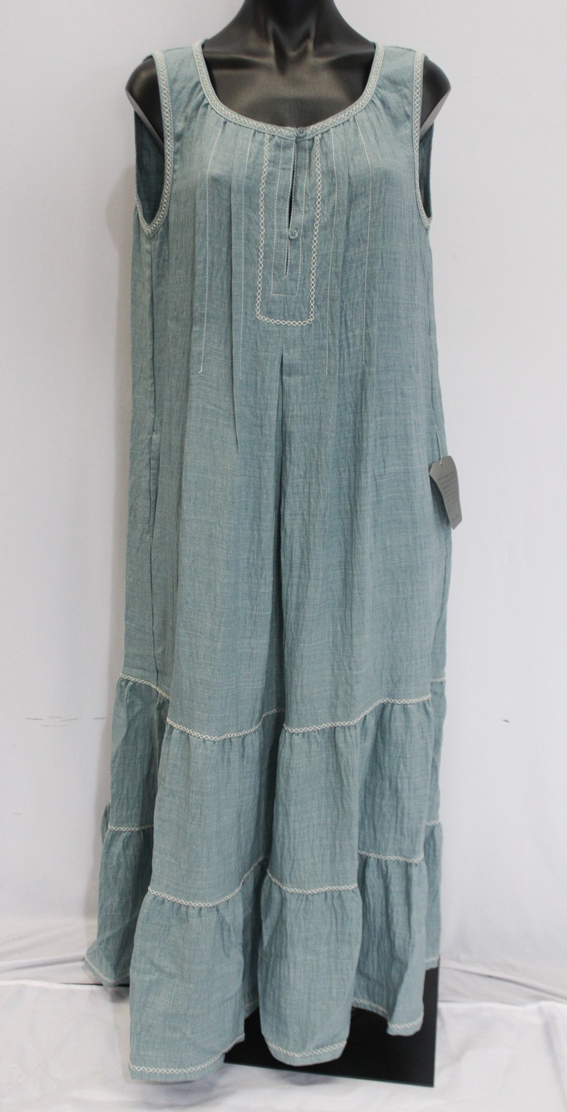 Max Studio Women’s Sleeveless Tiered Tank Maxi Dress CA4 Heather Mineral Large