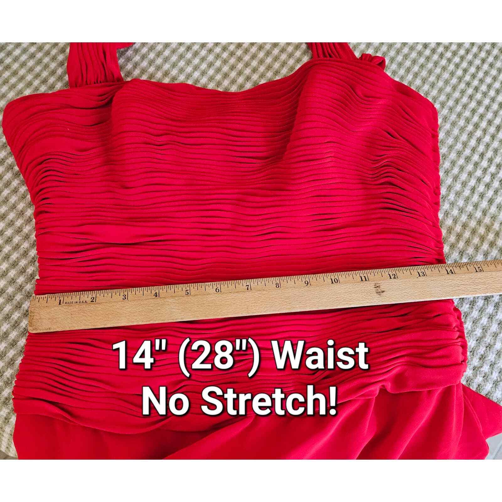 Size 10 Niteline Della Roufogali Red Halter Strap Ruched Bodice Elegant Formal