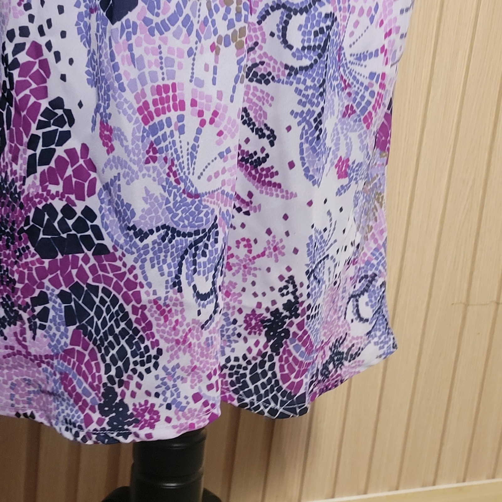 Jonathan Martin Purple Mosaic Print Tie Shoulder V-Neck Midi Dress Size S