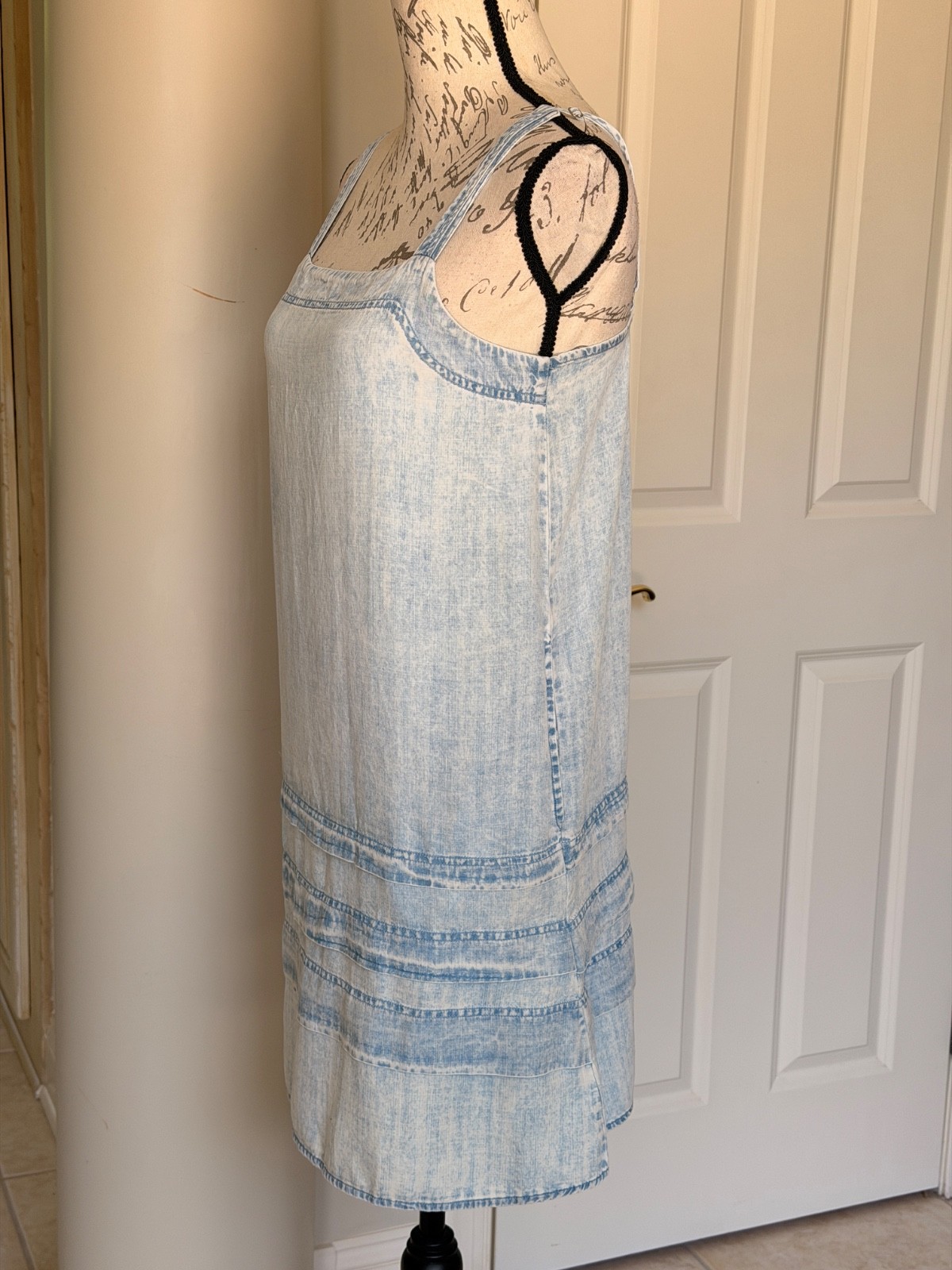 NWT Splendid Celine Mini Dress Bleached Indigo Blue Denim Lyocell XS $168