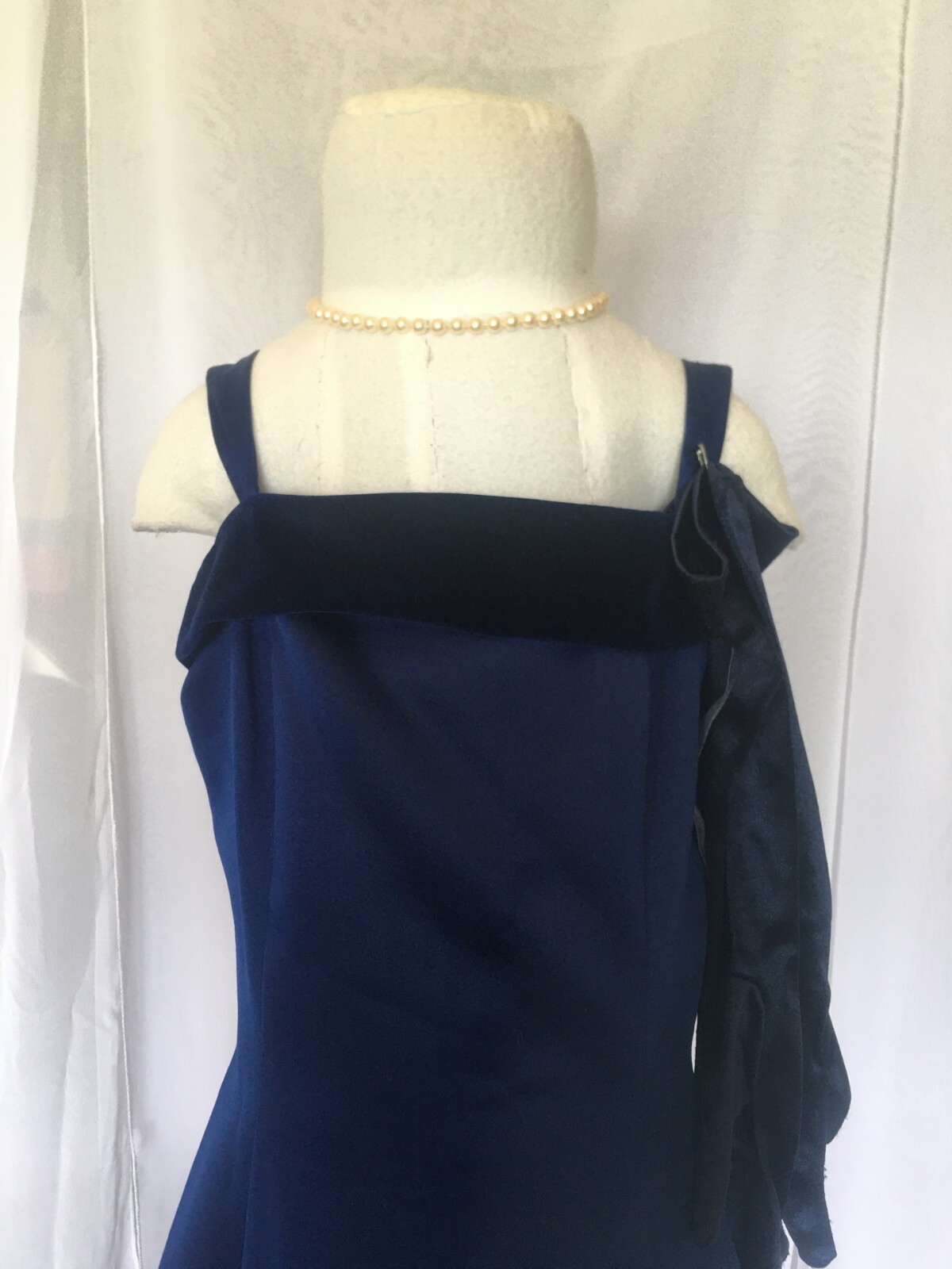 Child Elegant Formal Royal Blue Long Dress with Gloves:Wedding/BeautyPageant