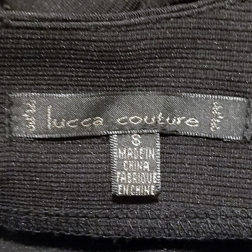 Lucca Couture Black Mesh Panel Bodycon Mini Dress Small Short Sleeve Zipper Back