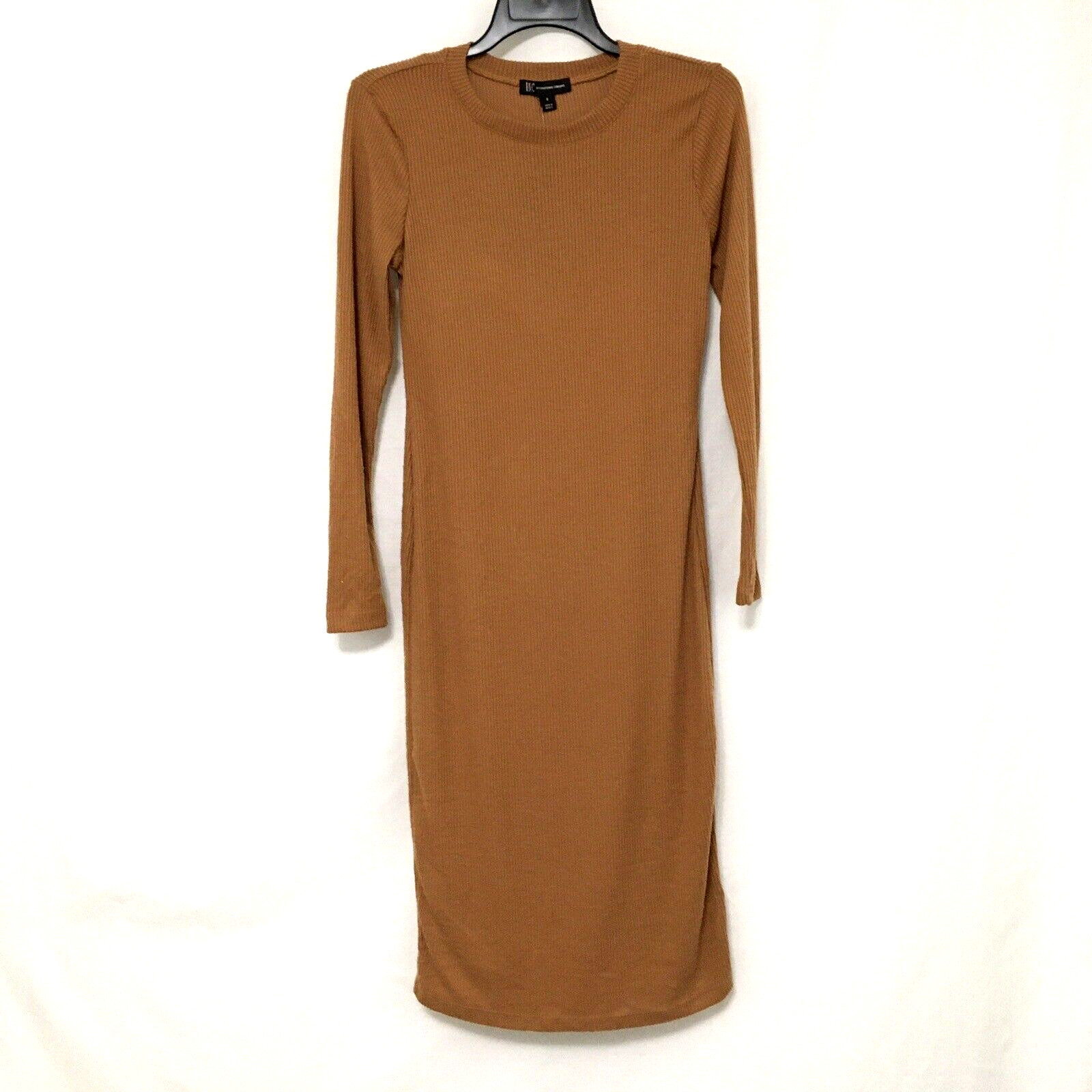 Inc International Concepts Womens Size S Camel Gold Ribbed Body Con Midi Dress
