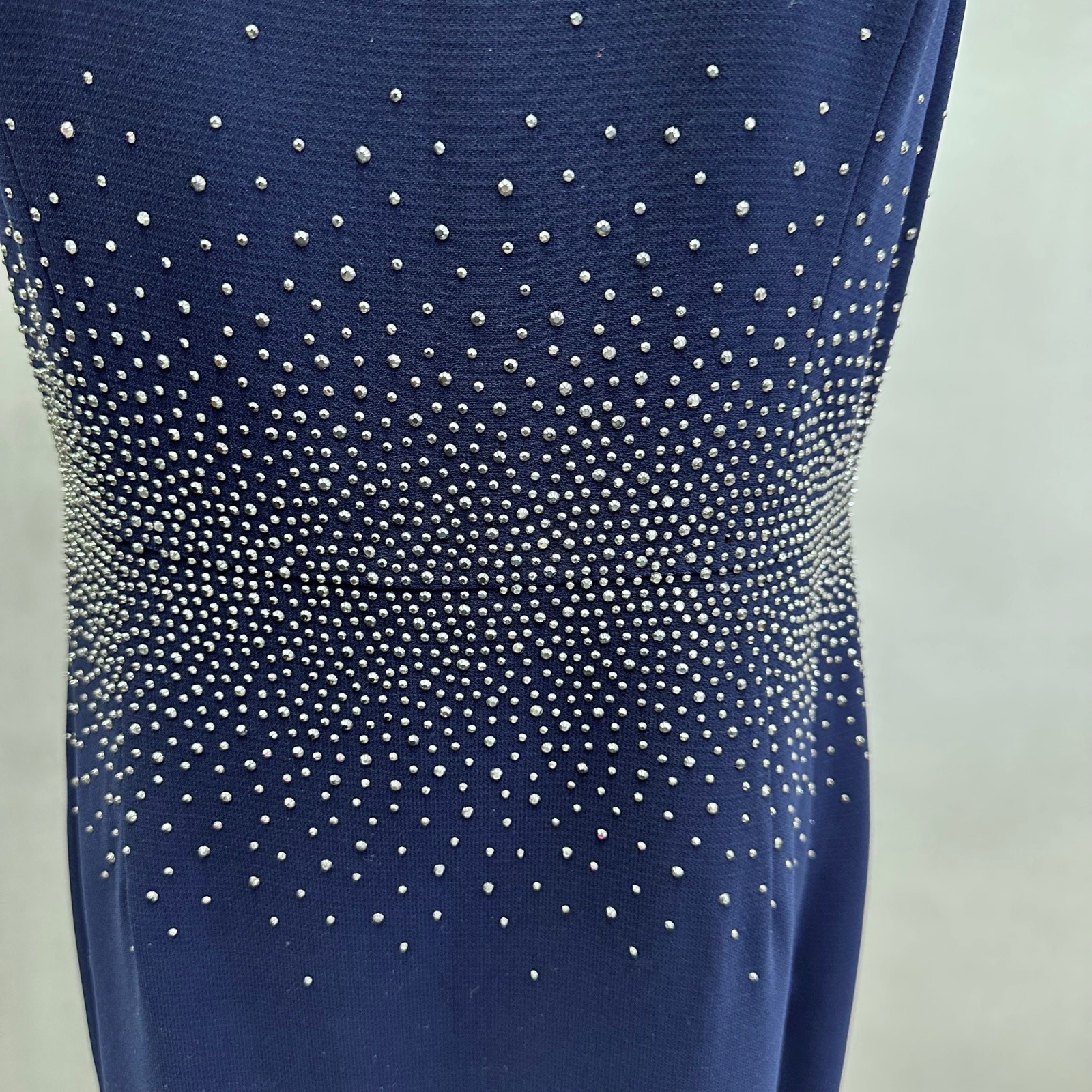 Calvin Klein Navy Rhinestone Gradient Waist Gown Size 10 Sleeveless Maxi Formal