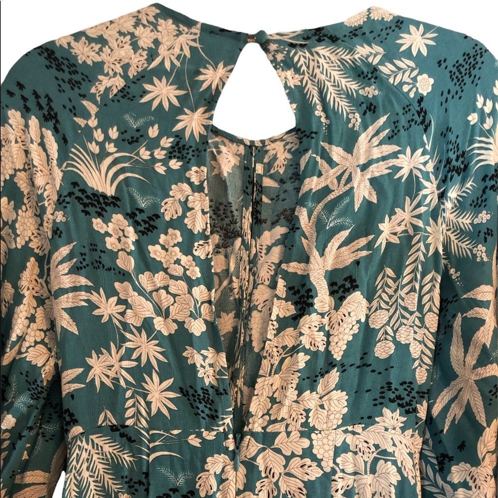 Topshop Blue Teal Floral Flounce Flutter Dress Size 4
