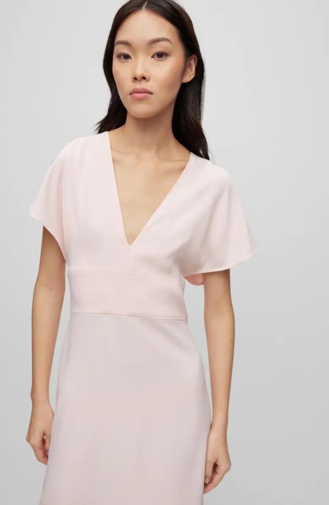 $595 – Boss Hugo Boss Dawinga Flutter Sleeve A-Line Dress in Pink Cream Size 6