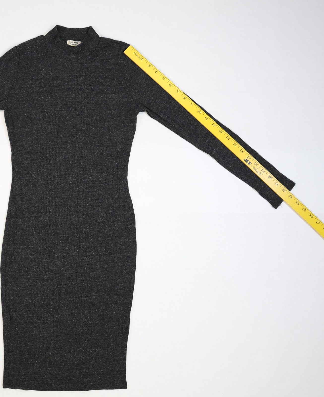 Heart & Hips Dress Womens Small Charcoal Gray Mock Neck Long Sleeve Bodycon