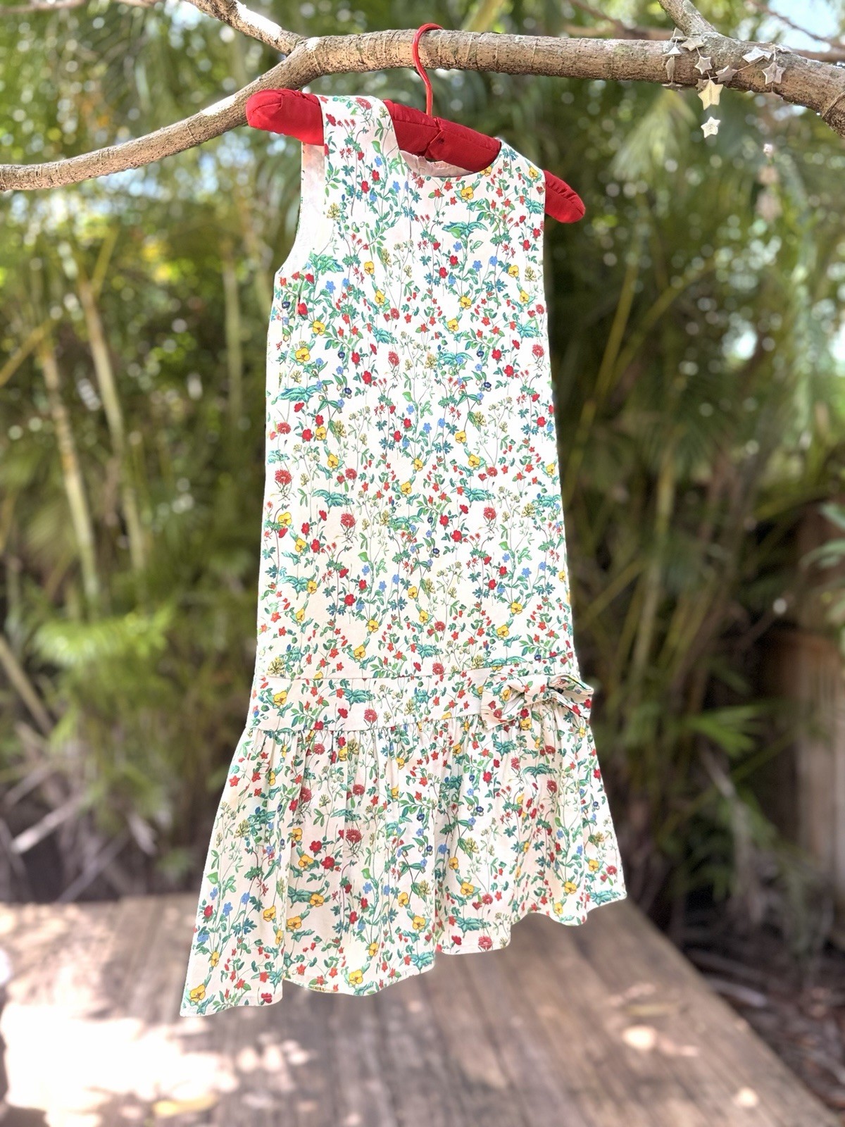 Chrildren’s Wear Size 12 Dress, Red And Yellow Flowers, mid-thigh Length
