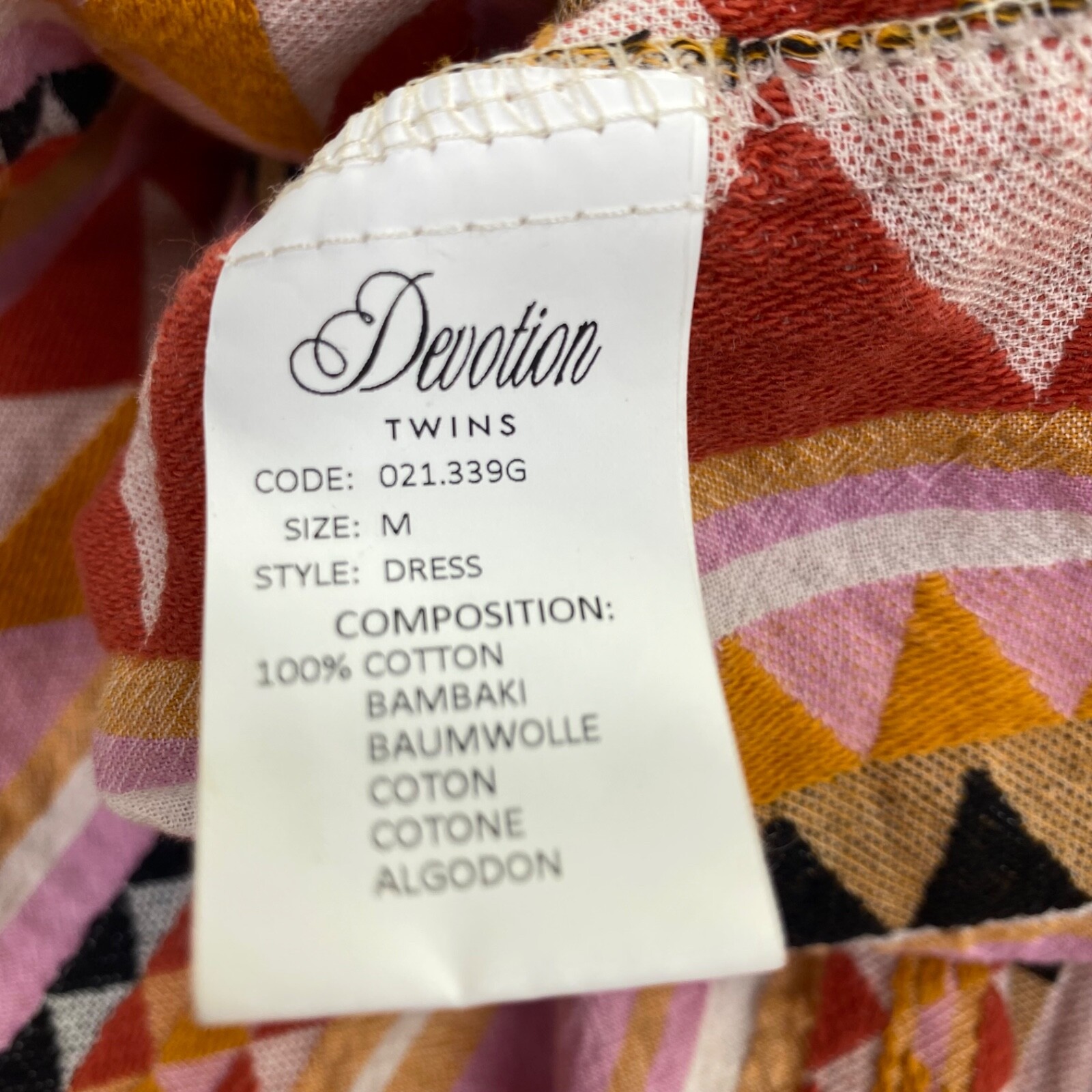Devotion Twins Dress Aztec Festival Print Boho Chic Midi Cotton Coquette Med.