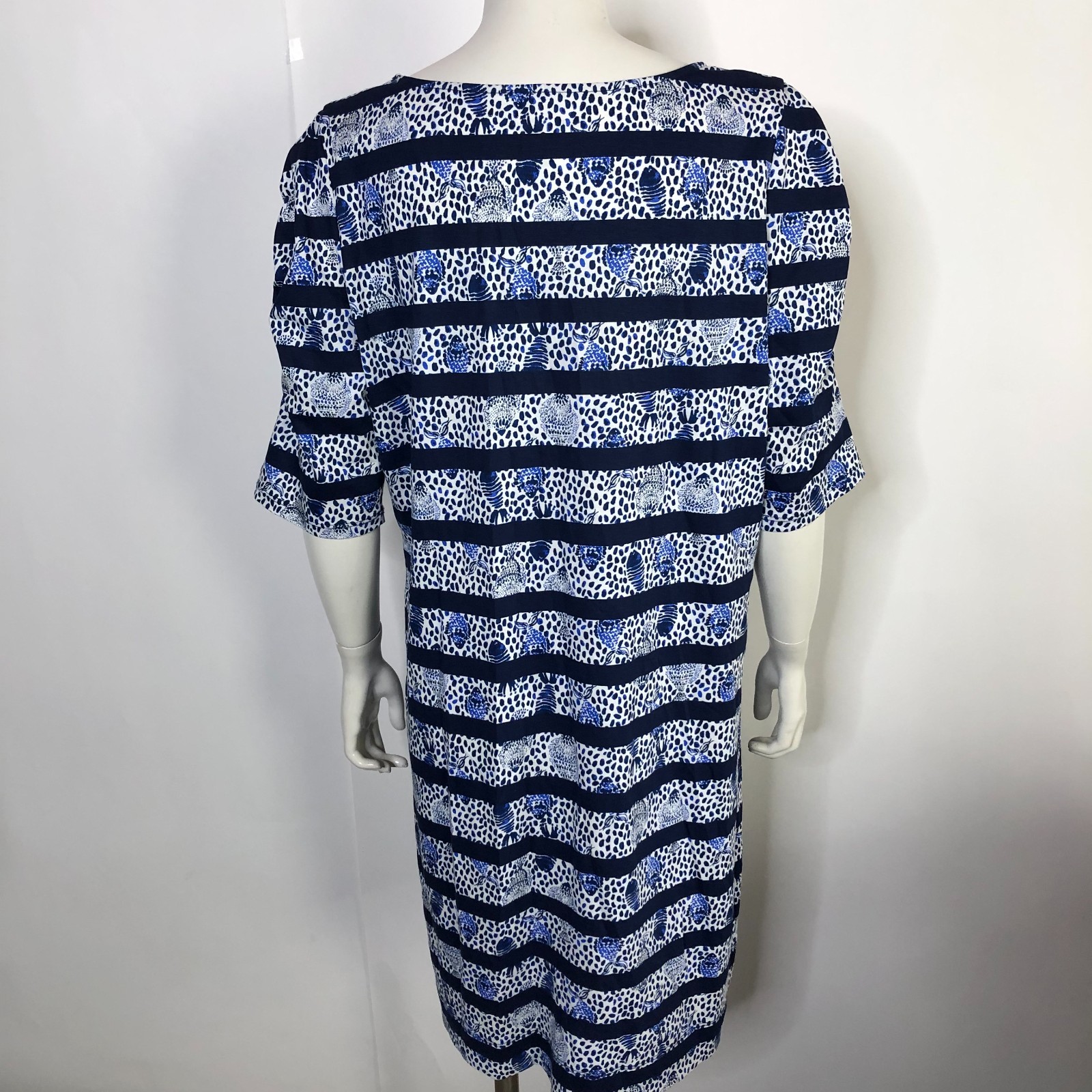 Lilly Pulitzer XL 100% Pima Cotton Above Knee T-Shirt Dress Blue All Over Print
