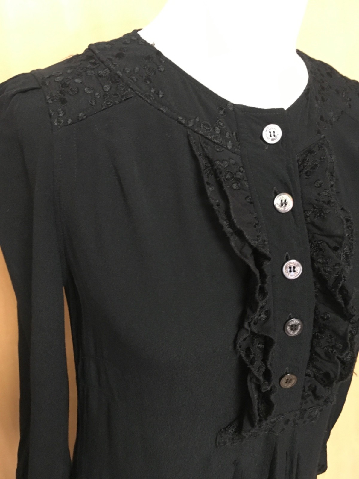 Ghost black viscose crepe dress knee length 3/4 sleeve 10